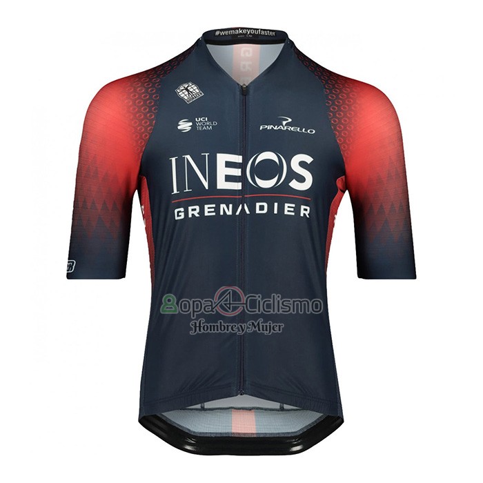 Ineos Grenadiers Ropa Ciclismo Culotte Corto 2022 Mangas Cortas Rojo Azul